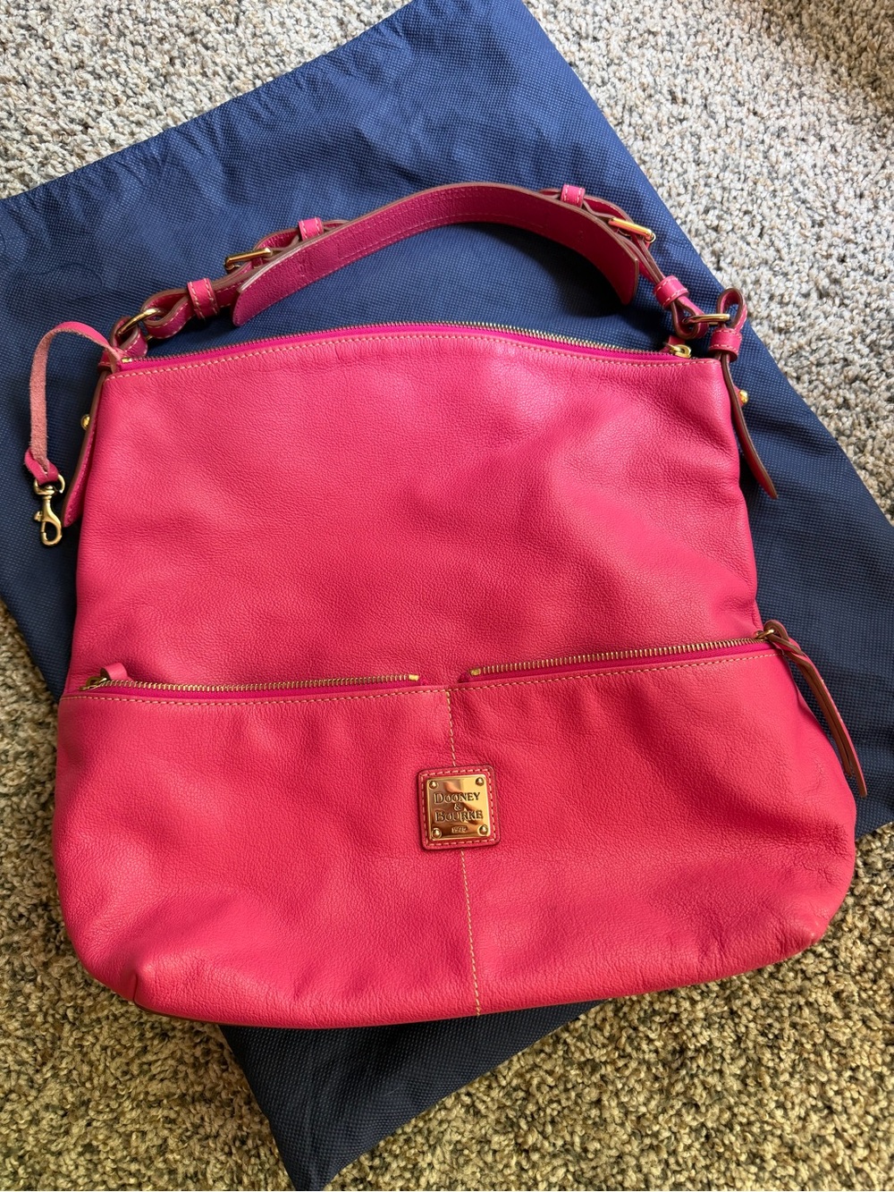Dooney & Bourke Hot Pink Pebble Leather Shoulder Bag